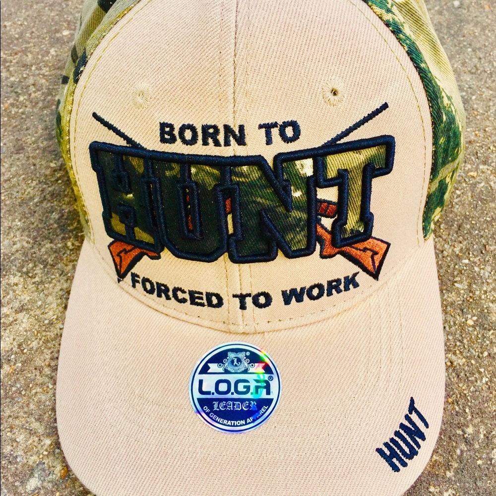Embroidered: Born To Hunt Forced To Work cap.